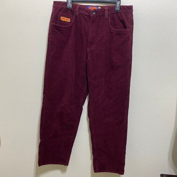 Empyre Men's Skate Corduroy Pants Size 34 Relax Fit Maroon Burgundy - Picture 1 of 11
